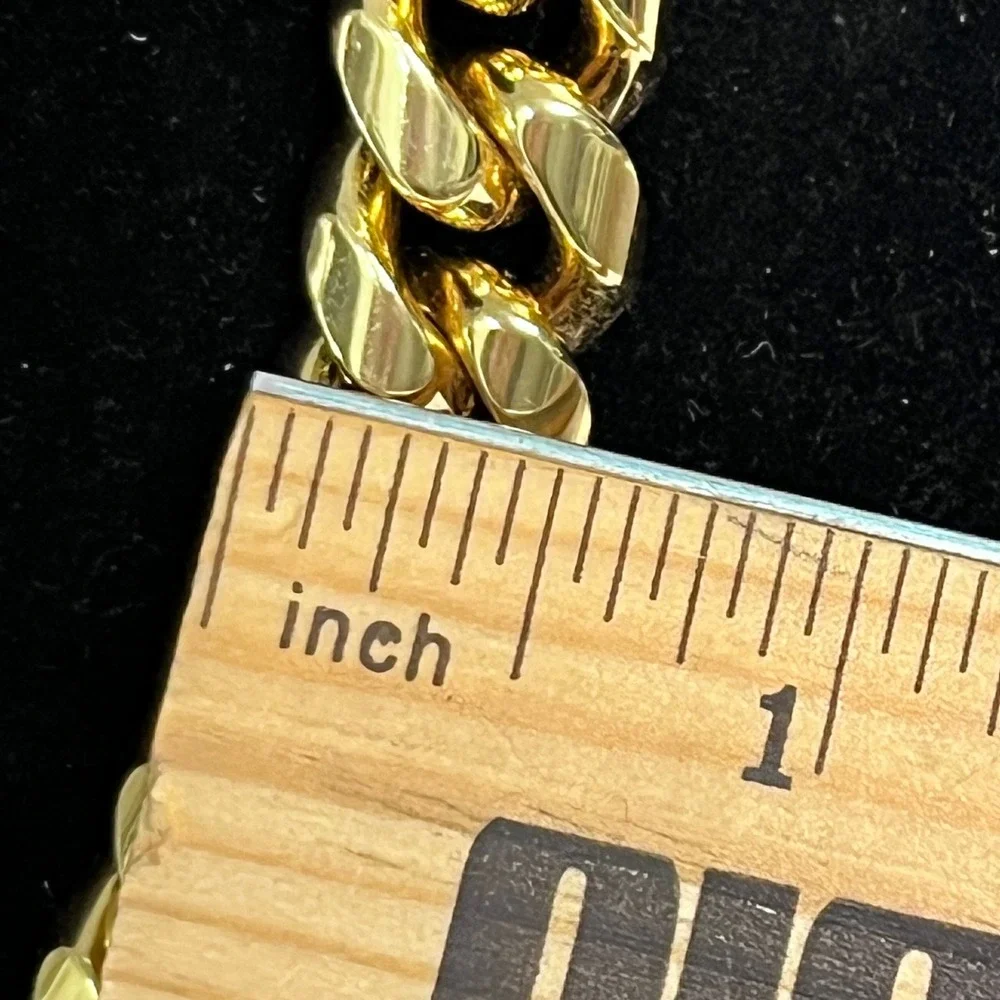 Gold Cuban Link Dog Collar Heavy Duty Chain Pet Jewelry 18.5 Inch